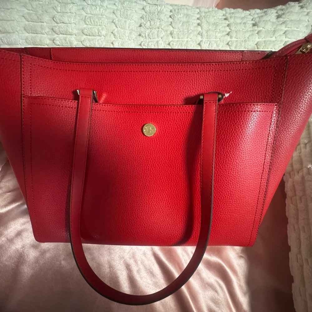 Michael Kors Red Leather Tote Bag